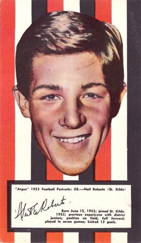 1953 Argus Football Portraits #68 Neil Roberts Front
